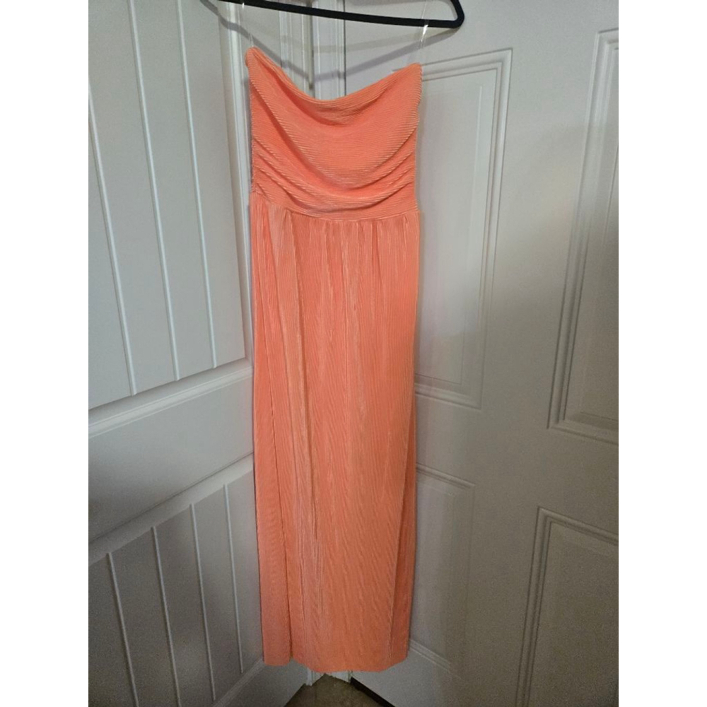 Women's SY FASHION Peach Strapless Pleated Maxi Dress M